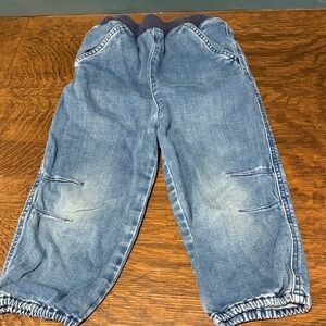 Hanna Andersson Light Wash Denim Jogger Pants with Navy Rib Waist